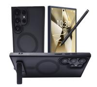 TEMU para Teléfono - Magnética con Soporte para Samsung Galaxy S25 Plus, S24 Ultra, S23 FE y S22, con una Cubierta Trasera Delgada y Translúcida en Color Negro y Soporte