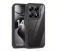 TEMU para Xiaomi 14T/14T Pro, Panel Trasero Acrílico Transparente Negro + TPU, Anticaída