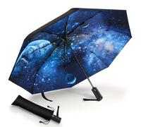 TEMU Paraguas automático de vinilo con estampado de nylon de 8 varillas, moderno y unisex, capa, bolsa de almacenamiento de felpa, disponible en múltiples colores