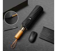 TEMU Paraguas de con mango de madera , resistente a tormentas de resistencia, + estructura de aleación, paraguas plegable automático para negocios