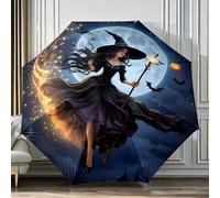 TEMU Paraguas plegable con temática de una bruja por una noche mágica, como regalo portátil para Navidad, Halloween y otras ocasiones festivas