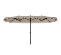 TEMU Parasol de Jardín Exterior Outsunny Rectangular 4.5 x 2.65 x 2.6 de Manivela y , Lona de 180 g/m², Parasol para , Piscina, , Color Crema