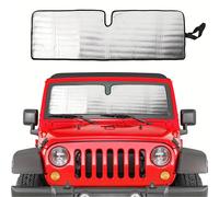 TEMU Parasol para parabrisas de Jeep Wrangler TJ JK JKU de 1997 a 2018, con cubierta térmica aislante y estructura de lámina de aluminio plateada de