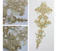 TEMU Parche Bordado con Lentejuelas - Accesorio de Adorno para Vestido de Novia, Noche - Parche Dorado para Espalda y Pecho