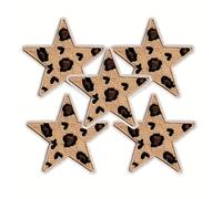 TEMU Parche de bordado de estrella con estampado de leopardo, 5 piezas, para planchar o coser en ropa DIY, sombreros, bolsos, diseño para decoración de moda, regalo