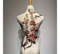 TEMU Parche de bordado de peonía elegante - Decal de encaje soluble en agua con diseño floral , para ropa y manualidades DIY, bordado DIY | Diseño floral | Tela duradera