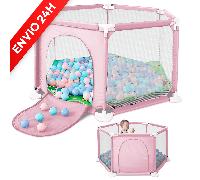 TEMU Parque Infantil Bebe Hexagonal 127x127 cm - Plegable con Malla Transpirable y Puerta Lateral