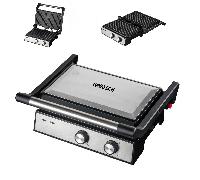 TEMU Parrilla Eléctrica, sandwichera y Grill de 1500W, , Control de y Temporizador, Placas Antiadherentes, Acabado en Acero Inoxidable.
