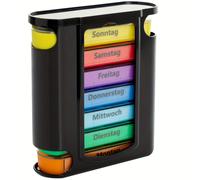 TEMU Pastillero Alemán Estampado con y 4 Compartimentos - Un Práctico Pastillero Portátil - Organizador de Pastillas Fácil de Usar para Adultos Mayores - Semanal para Suplementos de , Almuerzo y Noche