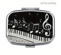 TEMU Pastillero "Note Art" de 1 pieza, pequeño estuche para pastillas para bolso y bolsillo, mini pastillero de metal, contenedor de pastillas de viaje para guardar suplementos y