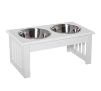 TEMU PawHut Comedero Elevado para Perros con Soporte y 2 Cuencos Extraibles de Acero Inoxidable Alimentador para Mascotas Alimento y Agua 44x24x15 cm