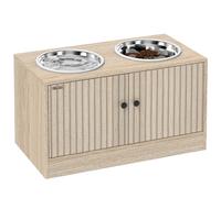 TEMU PawHut Comedero Perro Elevado con 2 Cuencos de Acero Inoxidable 2x2000 ml Cuencos Elevados para Perros Grandes con , Comedero , Almacenamiento , Anillos Antideslizantes,