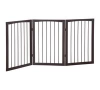 TEMU PawHut de Seguridad Plegable de 3 paneles Portátil para Mascotas Rejilla de Protección para Perros Pequeños 160x76 cm para Puertas Escaleras Pasillos Café