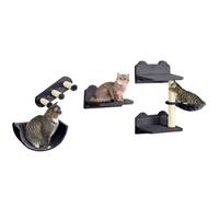 TEMU PawHut Estante de Escalada para Gatos de Pared Juego de Estantes para Gatos 4 Piezas con Hamaca Rascador Plataformas para Saltar y de Sisal