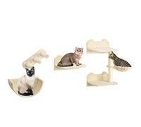 TEMU PawHut Estante de Escalada para Gatos de Pared Juego de Estantes para Gatos 4 Piezas con Hamaca Rascador Plataformas para Saltar y de Sisal Beige
