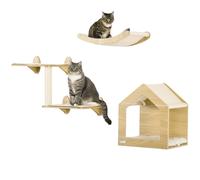 TEMU PawHut Estantes para Gatos de Pared 3 Piezas Juego de Estantes Escalada para Gatos con Caseta Hamaca Plataformas y de Sisal