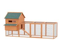 TEMU PawHut Gallinero de Exterior de Madera Jaula Grande para 8 Gallinas con 2 Nidos Techo Asfaltico Bandeja Extraible y Rampa 347x160x150 cm Madera natural