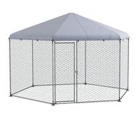 TEMU PawHut Gallinero para Exterior Grande de Acero 400x346x263 cm Jaula de Gallinas de Hexagono Cubierta de Tela Oxford Resistente a los Rayos UV e Impermeable para Patio Plata