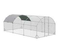 TEMU PawHut Gallinero para Exterior Grande de Acero Galvanizado Jaula de Gallinas Cubierta de Tela Oxford Impermeable y Resistente a los Rayos UV para Patio Plata