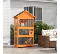 TEMU PawHut Jaula de madera para pájaros, Jaula para loros, Parque infantil, Pajarera para pájaros al , Techo de impermeable, para , , Conure, , 92 x 52 x 171 cm, Naranja