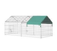 TEMU PawHut Jaula Recinto para Animales Pequeños 220x103x103 cm Jaula para Conejos Corral con y Proteccion contra Solar para Gallinas Exterior Jardn Patio Plata y Verde