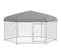 TEMU PawHut Perrera de Exterior Jaula para Perros con Puerta de Acero Galvanizado y Toldo Impermeable y Anti-UV 210x185x150 cm Plata
