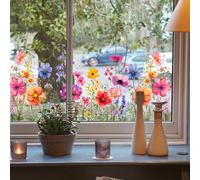 TEMU Pegatina de campanilla de viento de flores creativas y coloridas, azul - Pegatina de pared con decoración de ventana a cara - No requiere energía