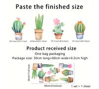 TEMU Pegatina Decorativa para Ventanas de Vidrio Electroestática, Impresión Cara con Diseño de Cactus en