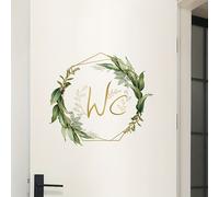 TEMU Pegatina para Puerta de Baño con de Plantas Verdes Chic - Autoadhesiva, Fácil de Instalar, Calcomanía de Pared para un de Color
