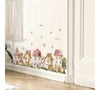 TEMU Pegatinas de pared de paisaje en acuarela | Pegatina de pared creativa con de casa rosa de de , estrella y - Fácil de y pegar, calcomanías de de PVC removibles, tema de para dormitorio, , pasillo