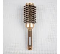 TEMU Peine de cerámica dorada para peinar el cabello con diseño cilíndrico, que un cepillo rizador y un tubo de aluminio térmicamente conductivo.