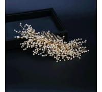 TEMU Peine de Pelo Elegante para Novias con Perlas Falsas, Adorno de Cabeza Exquisito para de Novias y