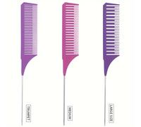 TEMU Peine de Punta de Aguja de Acero Antideslizante con de Plástico de 3 Piezas para Peluquería, Peine Profesional para Teñido de Cabello, Peine Resistente al y al Teñido con Aceite