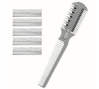 TEMU Peine para Cortar Cabello, Máquina de Estilismo con Hoja de Afeitadora, Recortador de Cabello Dividido, para Cortar y Estilizar Cabello Fino y , 5 Cuchillas