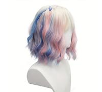 TEMU Peluca corta y de rosa y azul + 2 clips de , reproducción de personajes de anime, herramienta de fotos de cosplay, nueva película y serie de TV, peluca de cosplay para mujeres.