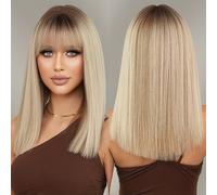 TEMU Peluca degradado de 18 pulgadas de largo con profundas y color marrón de densidad, adecuada para fiestas de mujeres, de sintéticas resistentes al