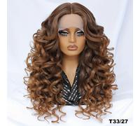 TEMU Pelucas Afro Rizadas con de Encaje para Mujeres - Sin Pegamento, Cabello Sintético Resistente al en Negro, Marrón, y Naranja | Encaje T-Part 13x4x1 | para Uso Diario y Cosplay