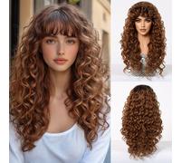 TEMU Pelucas Afro Rizadas Elegantes para Mujeres - 100% Sintéticas, Acabado Mate, Densidad, Versátiles para los de Piel, Mecánicas, Largas, Estilo Europeo y Americano