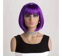 TEMU Pelucas Bob cortas y rectas con flequillo, peluca de pelo de fibra sintética resistente al para mujeres, uso diario, festival de