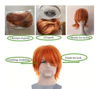 TEMU Pelucas Cortas Azules con Hebilla para Mujer, Peluca Sintética Plateada Resistente al , Peluca Ondulada Negra con Flequillo para Halloween y Cosplay de Anime