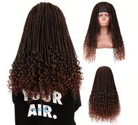 TEMU Pelucas de sintéticas elegantes afro rizadas/kinky con de ombre, fibra de , densidad del 180%, gorro de red , peluca trenzada de ganchillo resistente al para mujeres