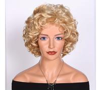 TEMU Pelucas Elegantes de 8 Pulgadas Cortas y Rizadas para Mujeres - Sintético Transpirable y Resistente al con Gorro de Red , para Principiantes y Todas las Ocasiones