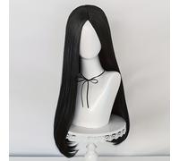 TEMU Pelucas Largas y Rectas Negras para Cosplay con Raya en el Medio - Resistentes al , Perfectas para Fans de Anime y Fiestas de Disfraces