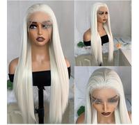 TEMU Pelucas Sintéticas de Encaje Frontal 13×3, Larga y Resistente al con Peluca Pre-Aplastada y Densidad del 150% de 22 Pulgadas