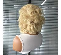 TEMU Pelucas Sintéticas de Encaje Frontal 13x3 - Ondulado Corto para Mujeres, Fibra Resistente al , Estilo Suelto, para Uso Diario y Fiestas, Peluca de Corto