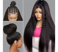 TEMU Pelucas Sintéticas de Encaje Frontal 13X4 para Mujeres, Sin Pegamento, Color , Cabello Largo y con Nudos Decolorados, Pre-desplumadas para Fiestas o Cosplay