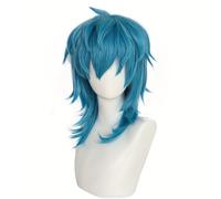 TEMU Pelucas Sintéticas de Media Rectas Azules para Niño, Peluca de Cosplay para Hombres para Halloween, Carnaval y Exposición de Cómics