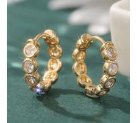 TEMU Pendientes de aro de de cobre clásicos para mujer, con lujoso conjunto de aros pequeños dorados con circonita sintética