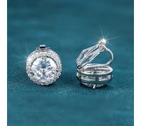 TEMU Pendientes de Clip para Hombres y Mujeres, Joyería Deslumbrante para Fiestas de Hip Hop , Pendientes de Lujo Clásicos con Circonita Cúbica Sintética Redonda de , Joyería Plateada de Moda Simple