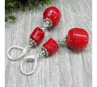 TEMU Pendientes de Cuentas de Coral Natural Hechos a para Mujeres Estilo Bohemio con Ganchos, Regalo del Día de San Valentín Piedra Natural Colgante